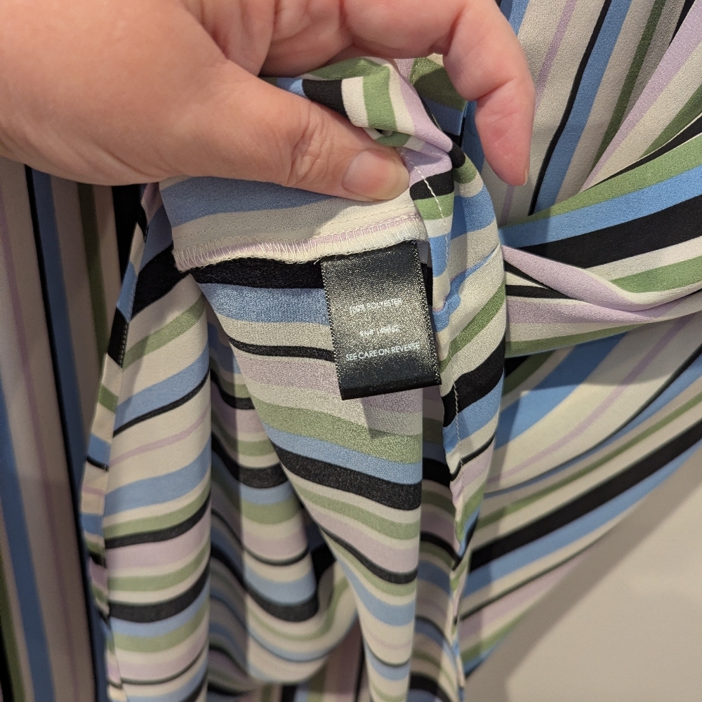 Stripped Semi-Button Down Blouse - Picture 5 of 5